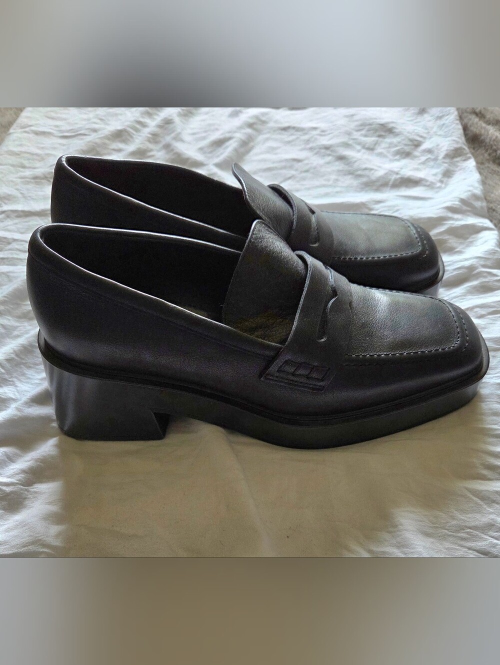 NEW Lorenzo Mari Black Platform Loafers 38